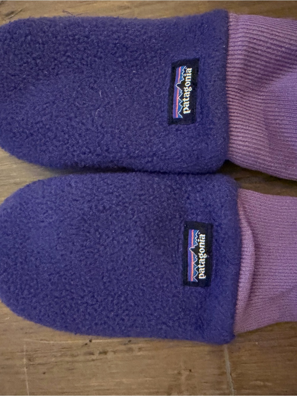 Patagonia Purple Fleece Mittens with Lavender Cuff